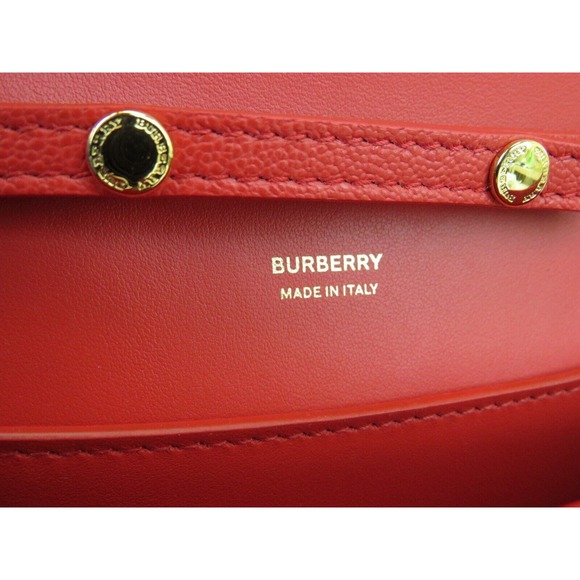 $1090 BURBERRY HAMPSHIRE RED LOGO LEATHER FLAP CROSSBODY CLUTCH BAG ITALY - Picture 6 of 15